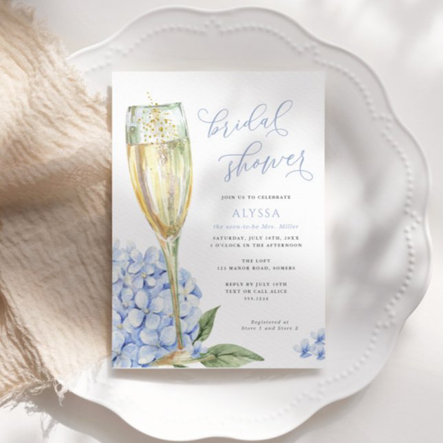 Blue Hydrangea Blooms Bridal Shower Einladung (Von Creator hochgeladen)