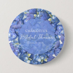 Blue Hydrangea Blooms Personalisiertes Brautparty Button