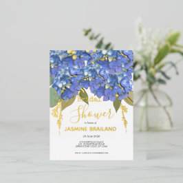 Blue Hydrangea Blooms Personalisiertes Brautparty Folie Einladungspostkarte