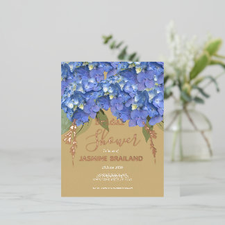 Blue Hydrangea Blooms Personalized Bridal Shower Folie Einladungspostkarte