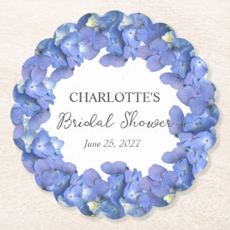 Blue Hydrangea Blooms Personalized Bridal Shower Untersetzer