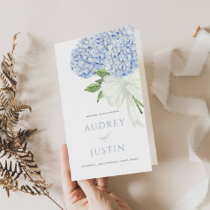 Blue Hydrangea Blooms Wedding Paper Program Flyer