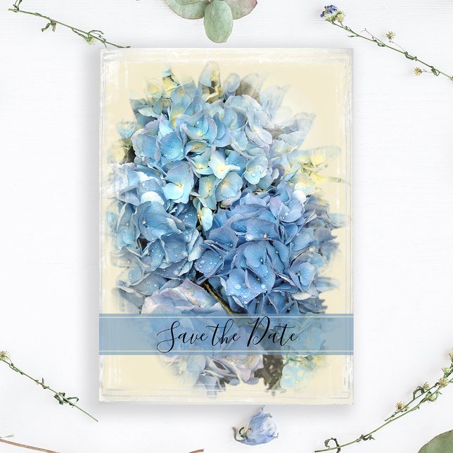 Blue Hydrangea Blossom Hochzeit retten das Datum Save The Date (Von Creator hochgeladen)