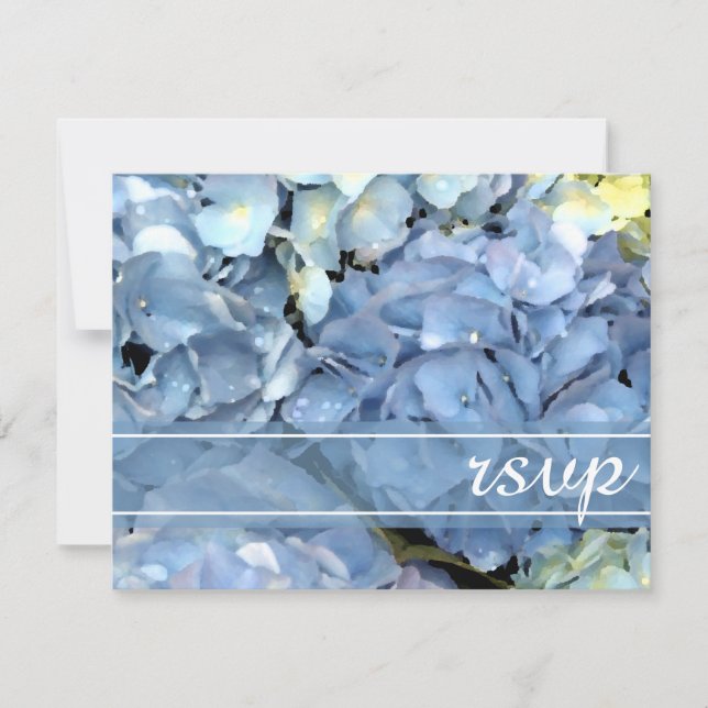 Blue Hydrangea Blossom Wedding RSVP Response Card Karte (Vorderseite)