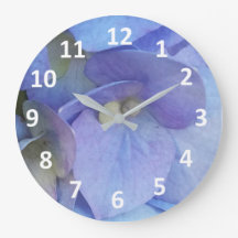 Blue Hydrangea Blossom Zahlen Wall Clock