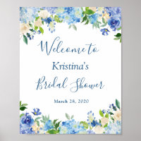 Blue Hydrangea Blues Chic Brautparty Sign