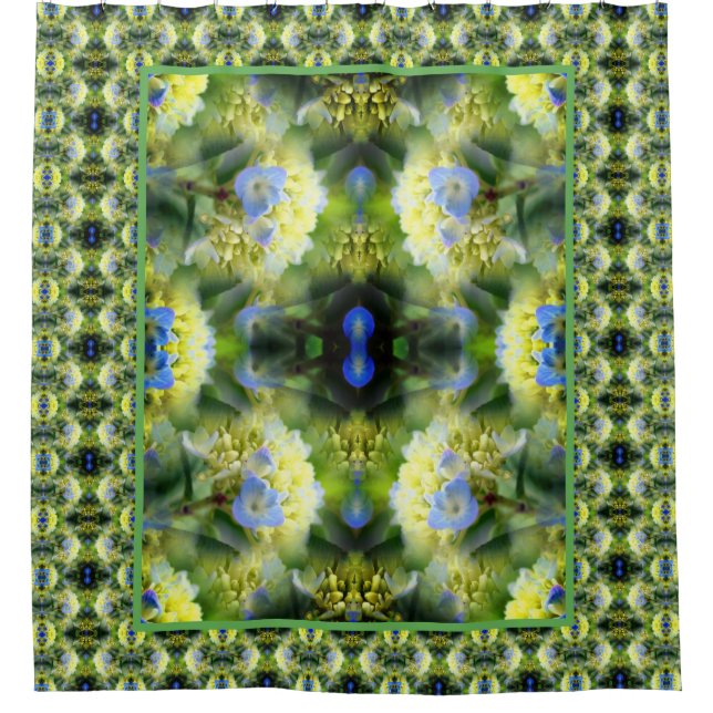 Blue Hydrangea Blume Abstrakt Duschvorhang (Vorderseite)