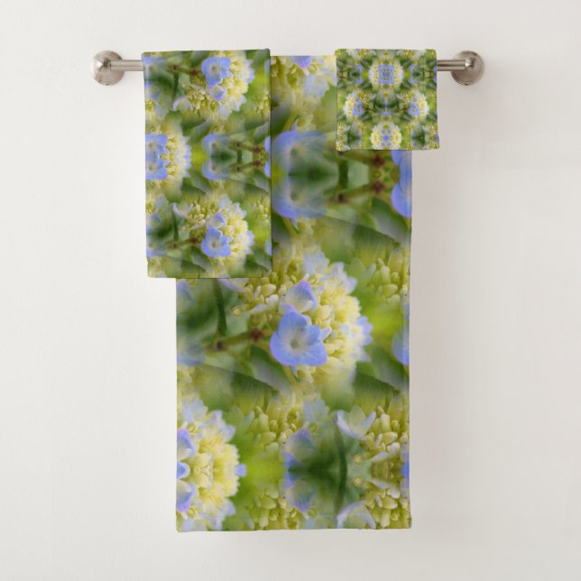 Blue Hydrangea Blume Abstrakt Natur Badhandtuch Set (Insitu)