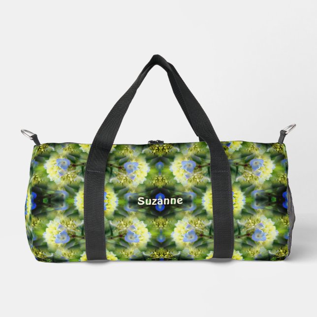 Blue Hydrangea Blume Abstrakt Personalisiert Duffle Bag (Vorderseite)