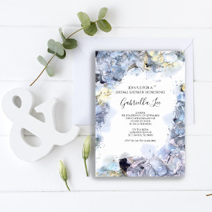 Blue Hydrangea Blume Aquarell Brautparty Einladung