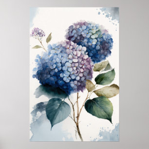 Blue Hydrangea Blume Art Print Poster