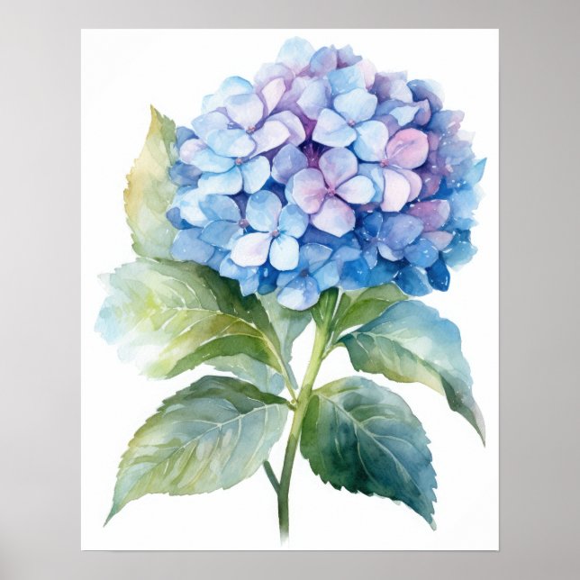 Blue Hydrangea Blume Art Print Poster (Vorne)