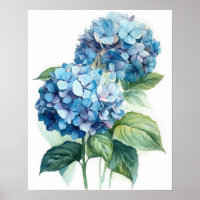 Blue Hydrangea Blume Art Print Poster