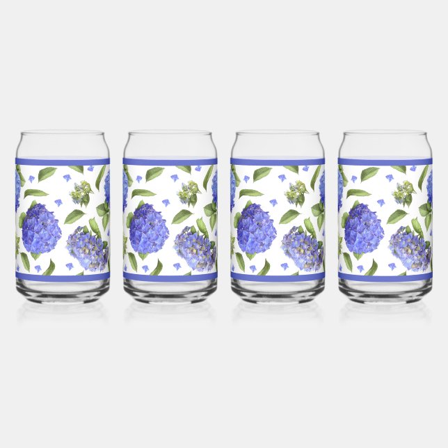 Blue Hydrangea Blume Botanische Kunst Dosenglas (Rechts)