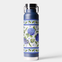 Blue Hydrangea Blume Botanisches Design Trinkflasche