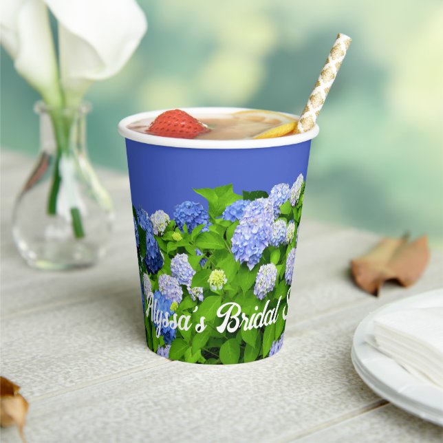 Blue Hydrangea Blume Brautparty Pappbecher (In Situ)
