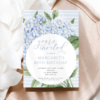 Blue Hydrangea Blume Circle Frame Geburtstagsparty Einladung