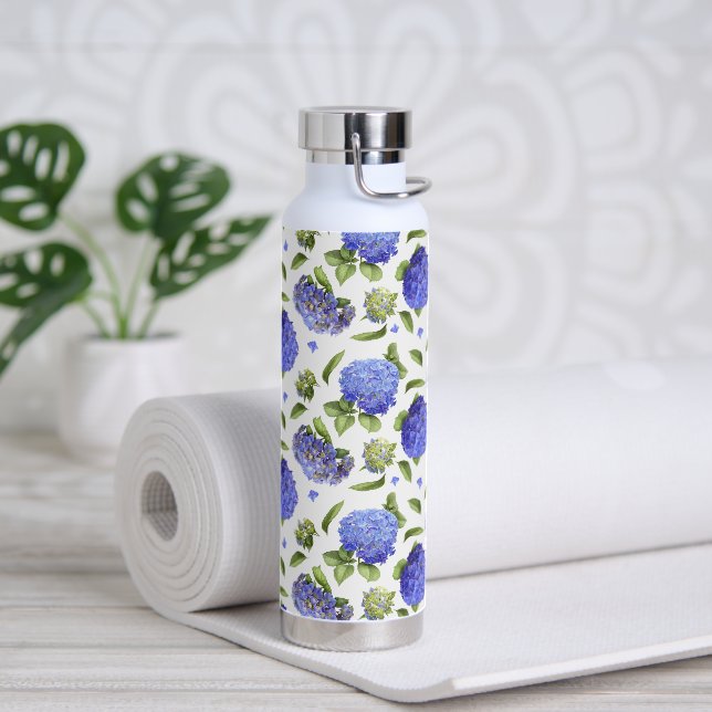 Blue Hydrangea Blume Design Trinkflasche (Yoga)
