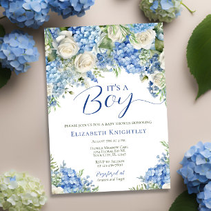 Blue Hydrangea Blume Es ist eine Baby-Dusche Einladung