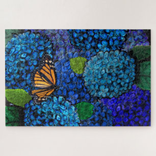 Blue Hydrangea Blume Floral Jigsaw Puzzle