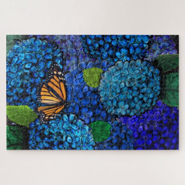 Blue Hydrangea Blume Floral Jigsaw Puzzle (Horizontal)
