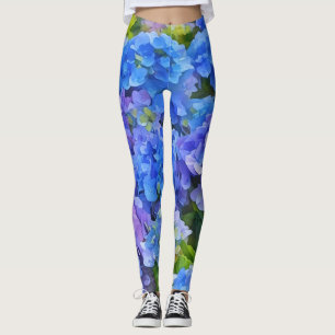 Blue Hydrangea Blume Floralkunst Leggings