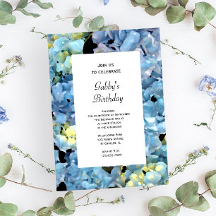 Blue Hydrangea Blume Geburtstagsparty Einladung