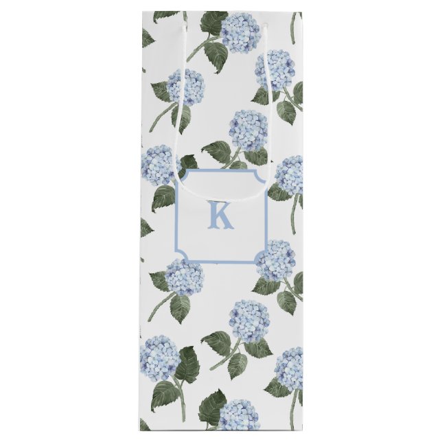 Blue Hydrangea-Blume Geschenktüte Für Weinflaschen (Vorderseite)