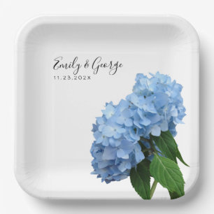 Blue Hydrangea Blume Hochzeit Personalisiert Pappteller