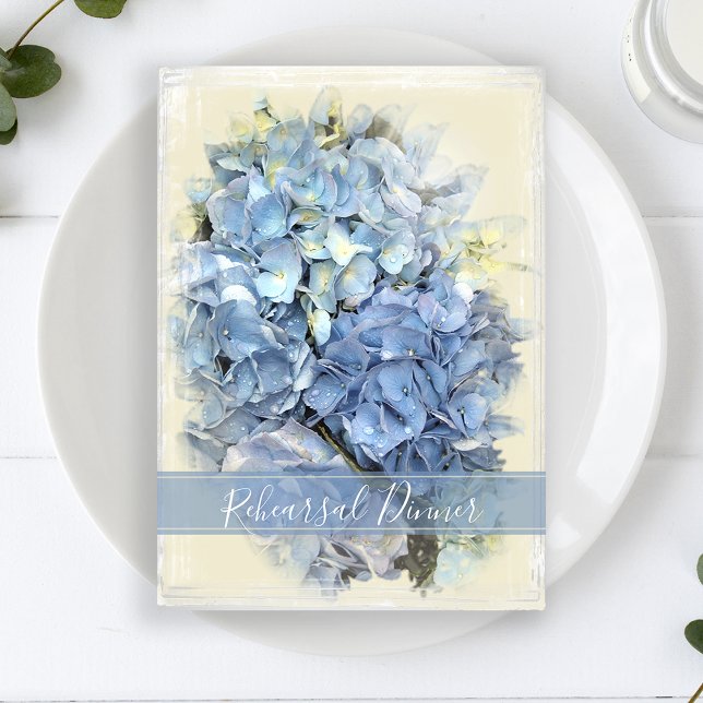 Blue Hydrangea Blume Hochzeit Probe Dinner Einladung (Von Creator hochgeladen)