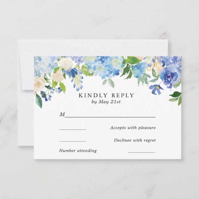 Blue Hydrangea Blume Hochzeit RSVP-Karte RSVP Karte (Vorderseite)