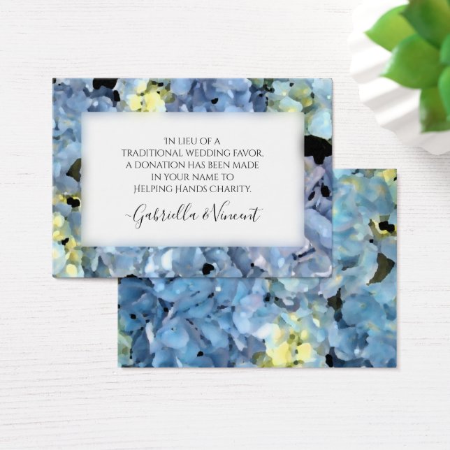Blue Hydrangea Blume Hochzeitskarte Wohltätigkeit (Schreibtisch)
