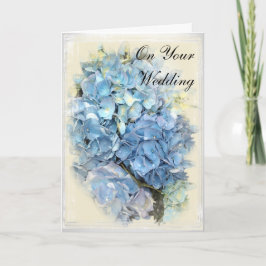 Blue Hydrangea Blume Hochzeitstag Karte