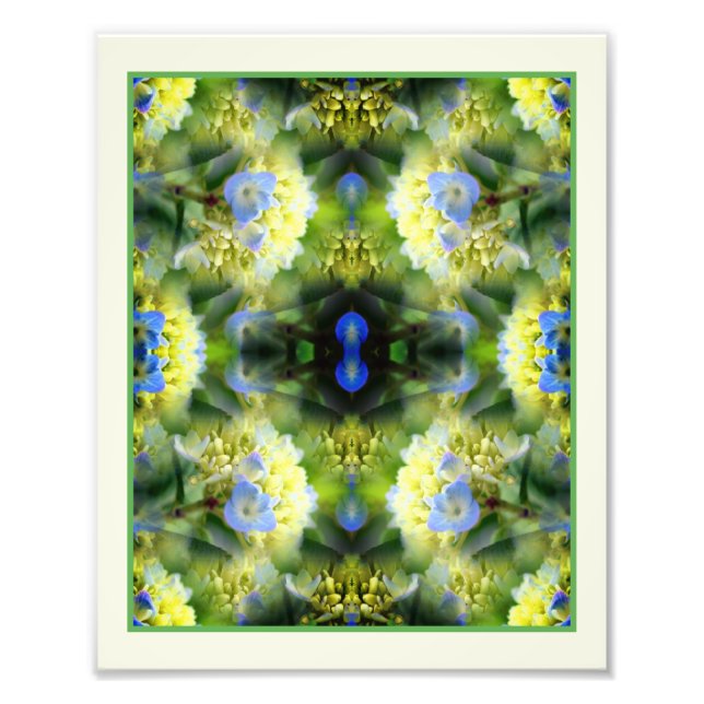 Blue Hydrangea Blume Mirror Abstrakt 8x10 Fotodruck (Vorne)