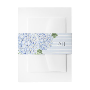 Blue Hydrangea Blume mit Streifen Personalisiert Einladungsbanderole