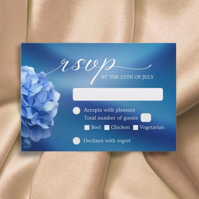 Blue Hydrangea Blume Navy Blue Wedding RSVP Karte (Von Creator hochgeladen)