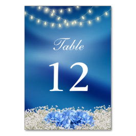 Blue Hydrangea Blume Navy Blue Wedding Table Tischnummer