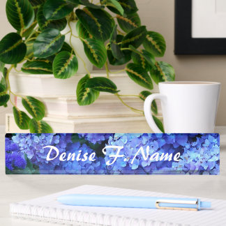 Blue Hydrangea Blume Personalisiert Floral Namensplakette