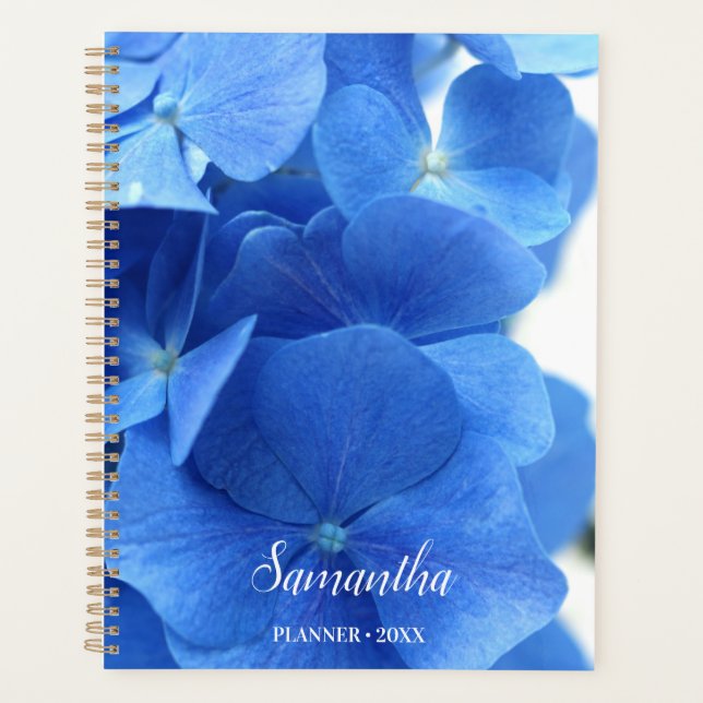 Blue Hydrangea Blume Personalisiert Planer (Vorderseite)