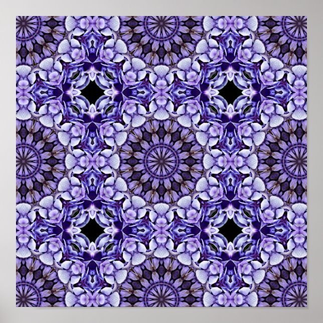 Blue Hydrangea Blume Petals Abstrakt Art Pattern Poster (Vorne)