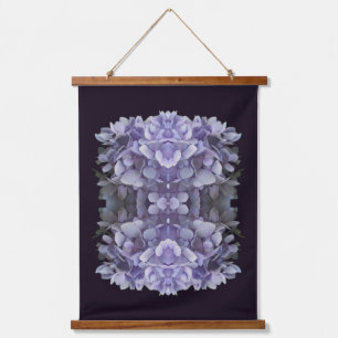 Blue Hydrangea Blume Petals Abstrakt Wandteppich Mit Holzrahmen