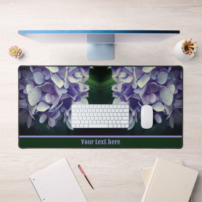 Blue Hydrangea Blume Petals Personalisiert Schreibtischunterlage (Büro 1)