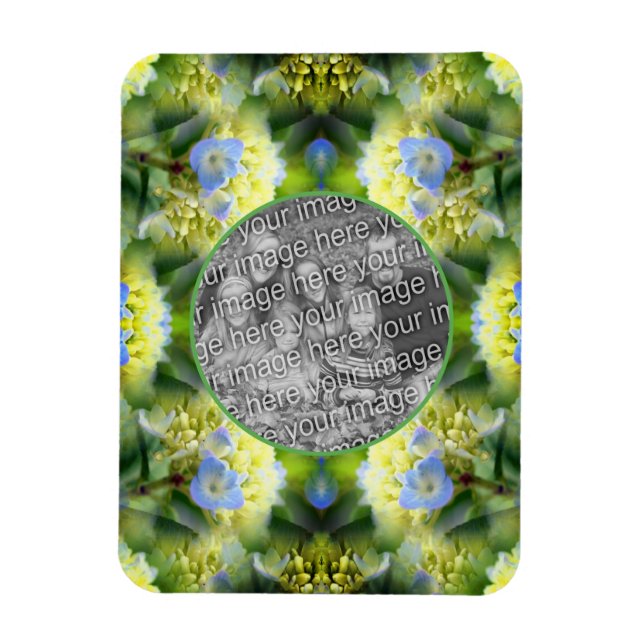 Blue Hydrangea Blume Rahmen erstellen Sie Ihr eige Magnet (Vertikal)