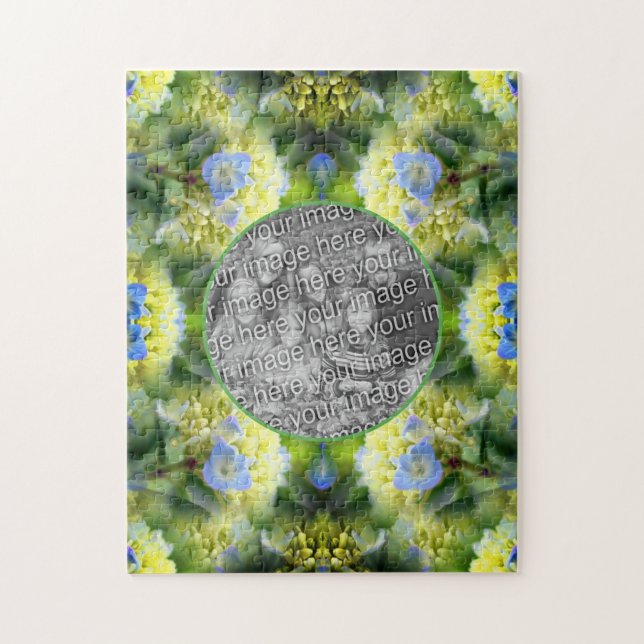 Blue Hydrangea Blume Rahmen erstellen Sie Ihr eige Puzzle (Vertikal)