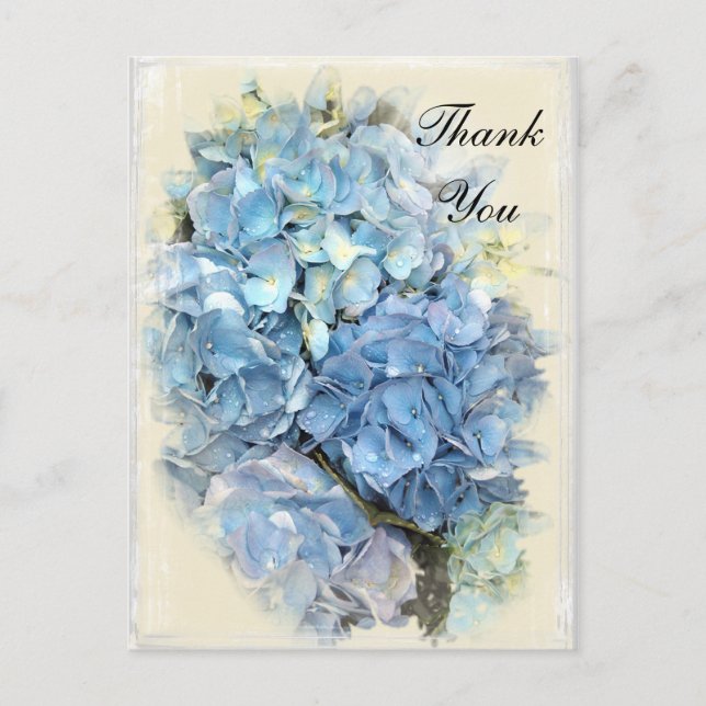 Blue Hydrangea Blume Vielen Dank Hinweis Postkarte (Vorderseite)