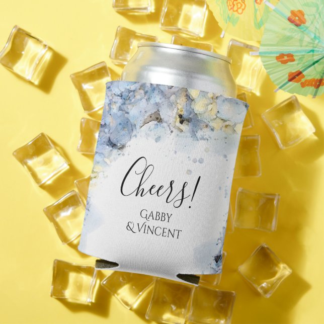 Blue Hydrangea Blume Wasserfarbe Gastgeschenk Hoch Dosenkühler (In Situ Sommer)