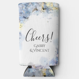 Blue Hydrangea Blume Wasserfarbe Gastgeschenk Hoch Selters Dosenkühler