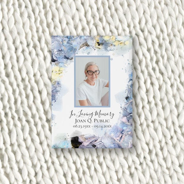 Blue Hydrangea Blume Wasserfarben Beerdigung Geden Button (Von Creator hochgeladen)