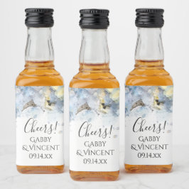 Blue Hydrangea Blume Wasserfarbenhochzeit Alkoholflaschenetikett