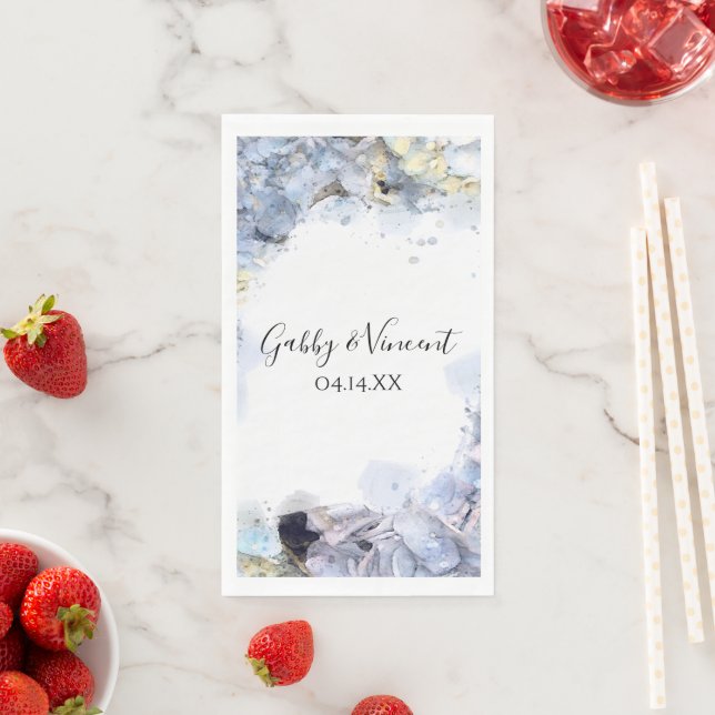 Blue Hydrangea Blume Wasserfarbenhochzeit Serviette (Beispiel)